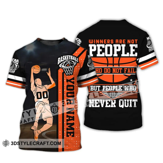Man Shirt, Custom Name and Number Basketball T-Shirt, Never Quit, Gift for Basketball Player style option 2
