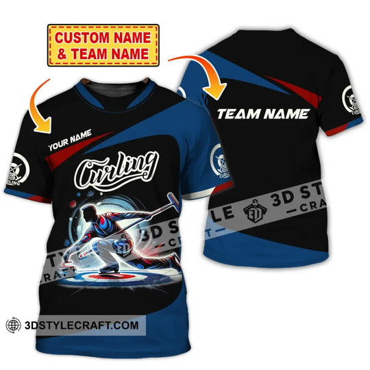 Man Shirt, Custom Name and Team Name Curling Shirt, Curling Team Apparel, Curling Gift style option 1