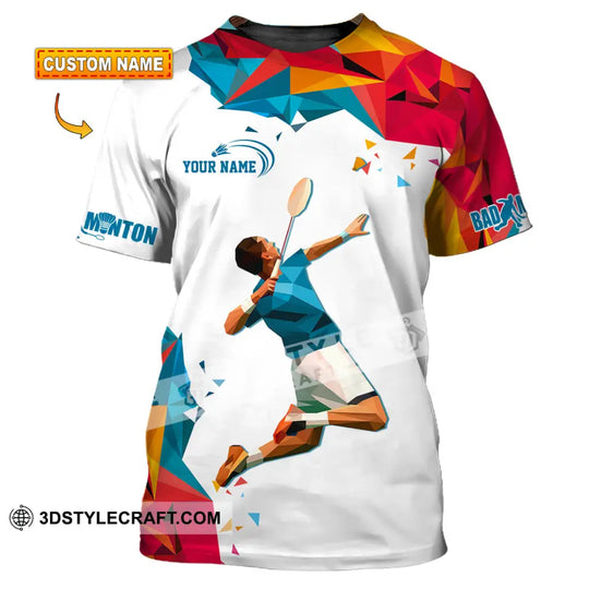 Man Shirt, Custom Name Badminton T-Shirt, Badminton Hoodie Long Sleeve Shirt, Gift for Badminton Lovers style option 1
