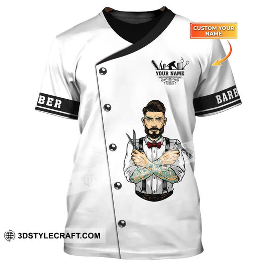 Man Shirt, Custom Name Barber Shirt, Hairstylist Apparel, T-Shirt For Barber Shop style option 1