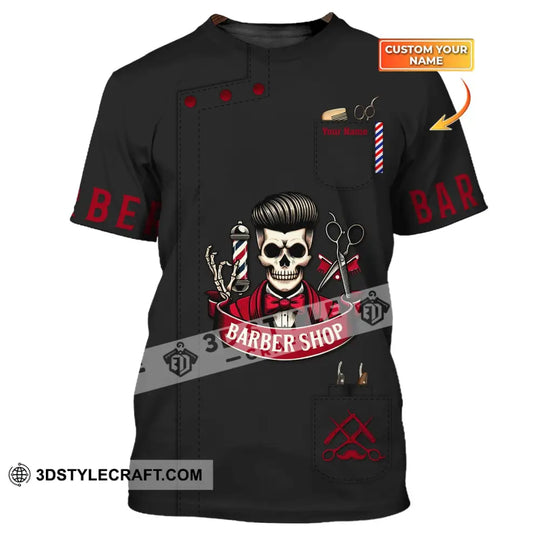 Man Shirt, Custom Name Barber Shirt, Hairstylist Apparel, T-Shirt For Barber Shop style option 1