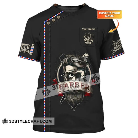 Man Shirt, Custom Name Barber Shirt, Hairstylist Apparel, T-Shirt For Barber Shop style option 1