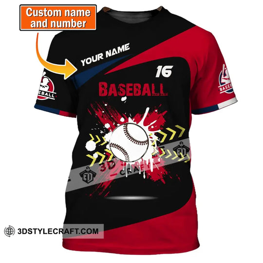Man Shirt, Custom Name Baseball T-Shirt, Gift for Baseball Player style option 1
