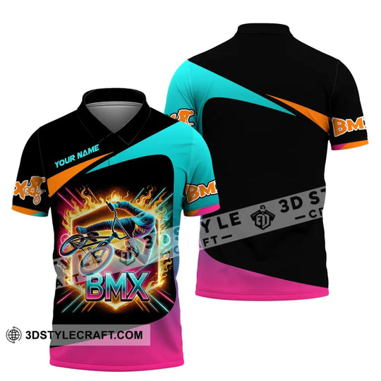 Man Shirt, Custom Name Bicycle Moto Cross Shirt, BMX Polo Shirt Long Sleeve Hoodie style option 3