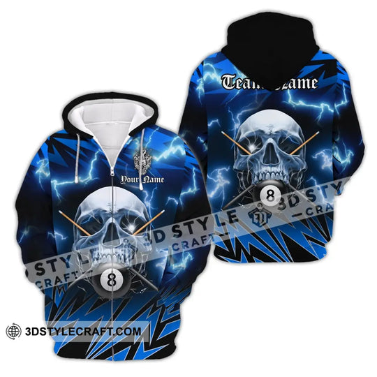 Man Shirt, Custom Name Billiards Polo Shirt, Billiards Long Sleeve Hoodie, Billiards Skull, Gift for Billiards Lover style option 3