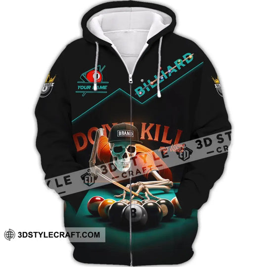 Man Shirt, Custom Name Billiards Shirt, Billiards Polo Long Sleeve, Billiards Skull, Billiards T-Shirt style option 3