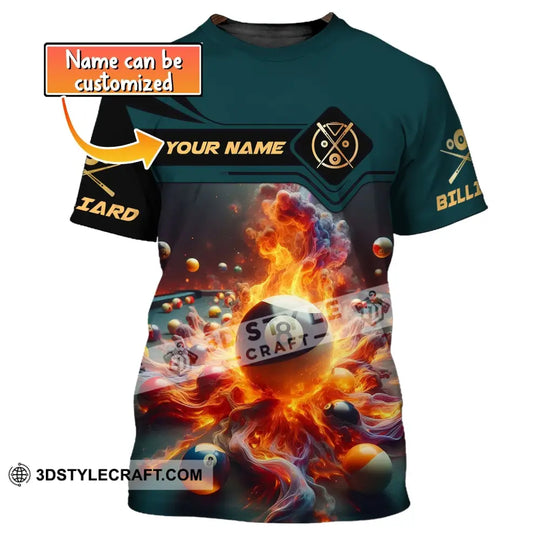 Man Shirt, Custom Name Billiards Shirt, Billiards T-shirt, Billiards Lover Gift, Shirt For Billiards Players style option 1
