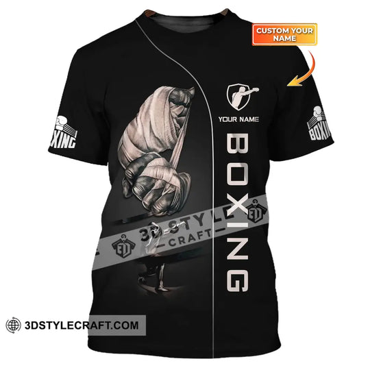 Man Shirt, Custom Name Boxing T-Shirt, Gift for Boxing Lover, Boxing Hoodie Polo Shirt style option 1