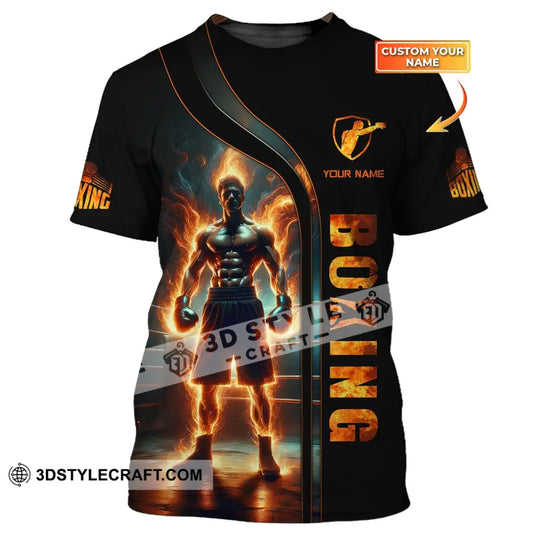 Man Shirt, Custom Name Boxing T-Shirt, Gift for Boxing Lover, Boxing Hoodie Polo Shirt style option 1