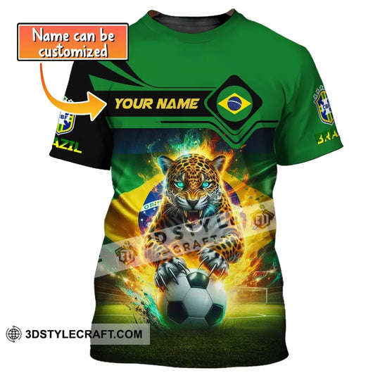 Man Shirt, Custom Name Brazil Football Shirt, Soccer T-Shirt, Gift for Football Lover style option 1