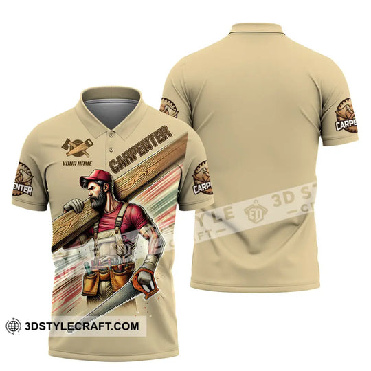 Man Shirt, Custom Name Carpenter Shirt, Carpenter Polo Long Sleeve Shirt, Gift for Carpenter style option 3