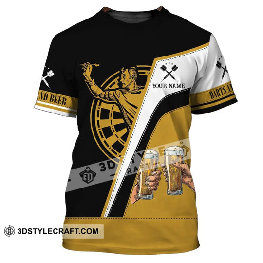Man Shirt, Custom Name Dart and Beer Shirt, Darts T-Shirt, Gift for Darts Lover, Darts Gamer T-Shirt style option 2