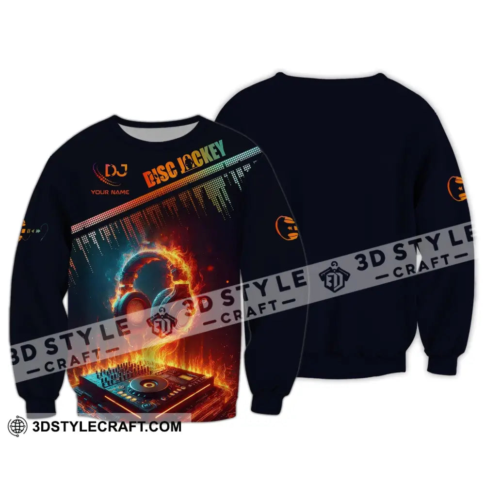 Man Shirt Custom Name Disc Jockey T-Shirt Music Lover Gift For Dj Long Sleeve / S