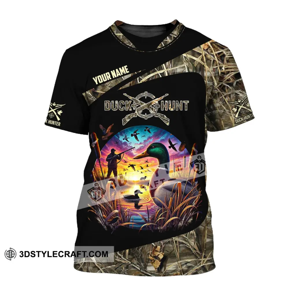 Man Shirt Custom Name Duck Hunter Hunting T-Shirt Hoodie Long Sleeve / S T-Shirt