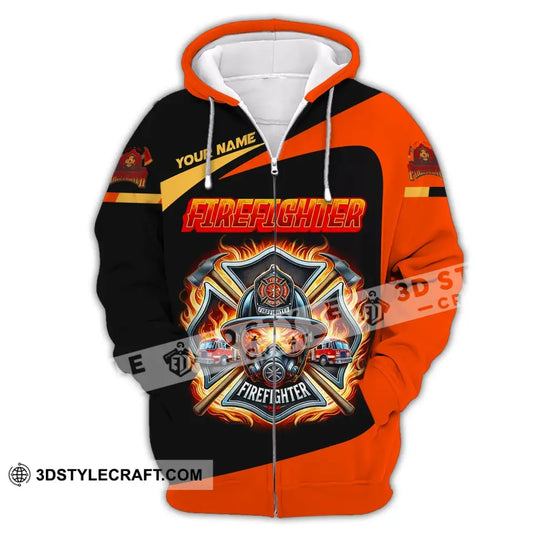 Man Shirt, Custom Name Firefighter Shirt, Fireman Hoodie Polo Long Sleeve Shirt style option 3