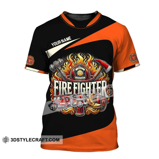 Man Shirt, Custom Name Firefighter Shirt, Firefighter T-Shirt Hoodie Long Sleeve Shirt style option 2