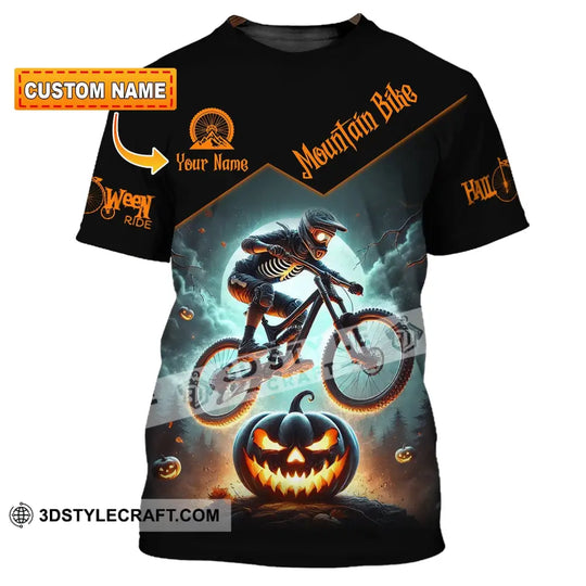 Man Shirt, Custom Name Halloween Mountain Bike Shirt, Mountain Bike Lover T-Shirt style option 1