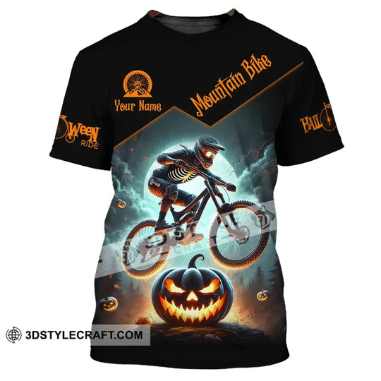 Man Shirt, Custom Name Halloween Mountain Bike Shirt, Mountain Bike Lover T-Shirt style option 2