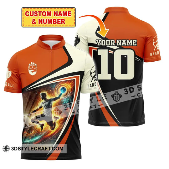 Man Shirt, Custom Name Handball Shirt, Handball Player Shirt, Handball Hoodie Shirt Polo Long Sleeve Shirt style option 3
