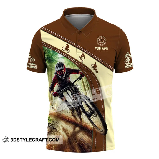 Man Shirt, Custom Name Mountain Bike Shirt, Mountain Bike Polo Long Sleeve, Mountain Bike Gift style option 4