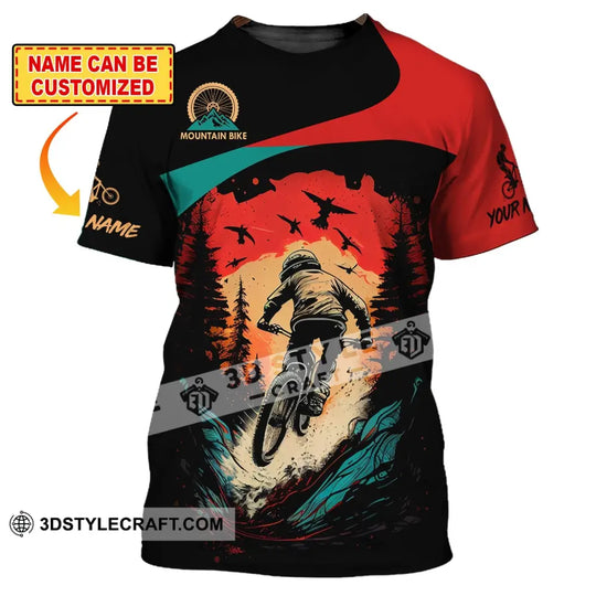 Man Shirt, Custom Name Mountain Bike Shirt, Mountain Bike Polo Long Sleeve, Mountain Bike Gift style option 1
