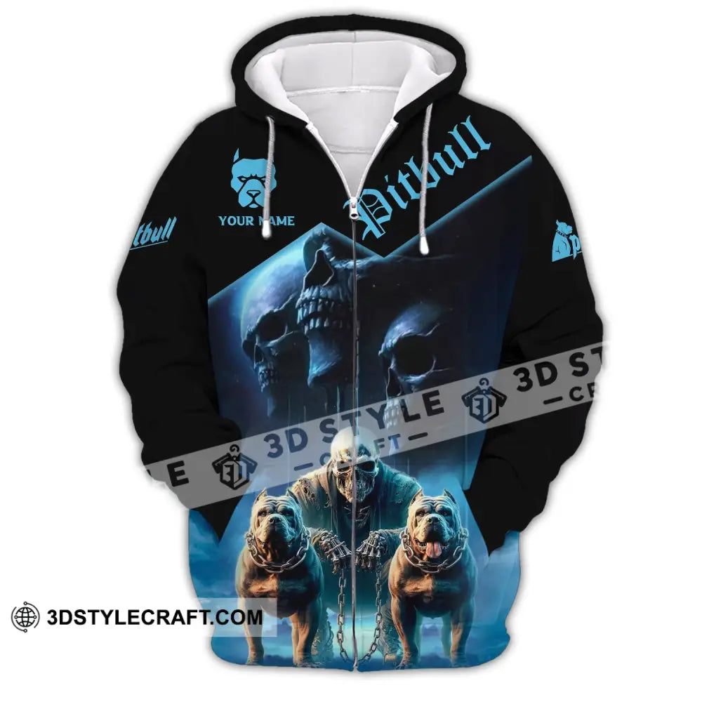 Man Shirt Custom Name Pitbull Lover Gift Hoodie Long Sleeve Zipper / S T-Shirt