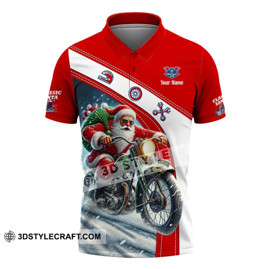 Man Shirt, Custom Name Santa Classic Bike Shirt, Classic Motorcycle T-Shirt Hoodie Long Sleeve Shirt, Christmas Gift style option 4