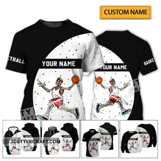 Man Shirt - Custom Name T-Shirt - Basketball Skeleton Clothing style option 2