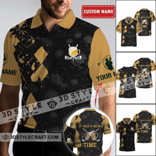 Man Shirt - Custom Name T-Shirt - It's Gold And Beer Time Clothing style option 1