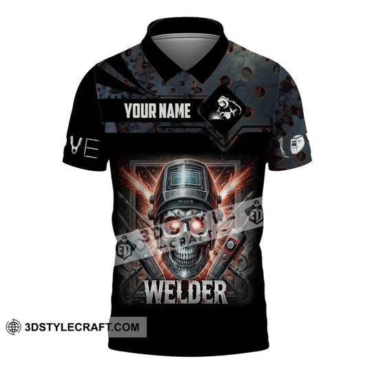 Man Shirt, Custom Name Welder Shirt, Welder Polo Shirt Hoodie Long Sleeve style option 4
