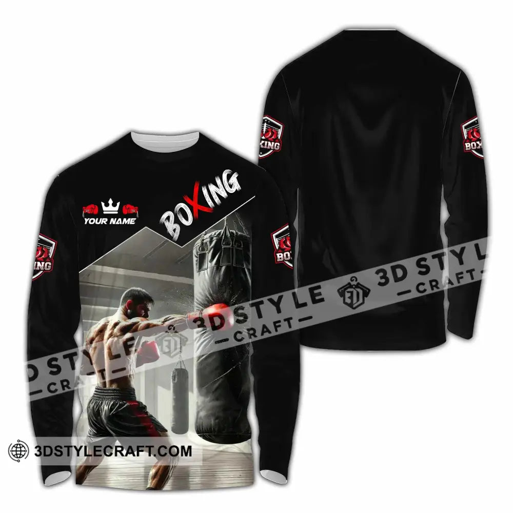 Men Shirt - Custom Boxing Strong Man Shirt Long Sleeve Shirt / S T-shirt
