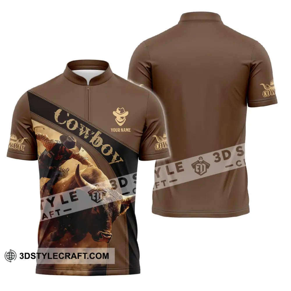 Men Shirt - Custom Cowboy Shirt - Zipper Polo Shirt / S - T-shirt