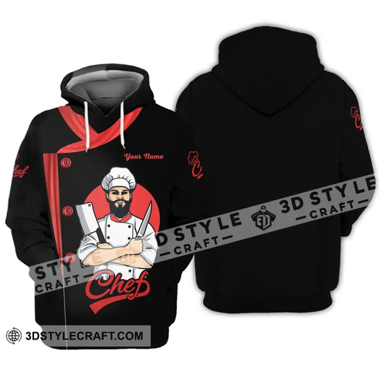 Men Shirt - Custom Name Shirt - Chef Black White And Red style option 3