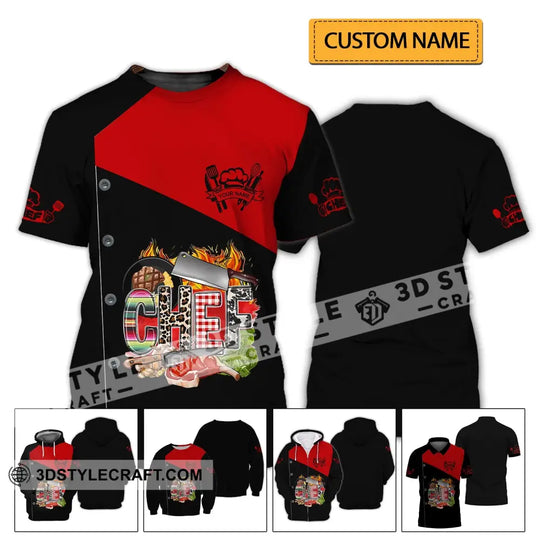 Men Shirt - Custom Name Shirt - Chef Pattern Shirt style option 2