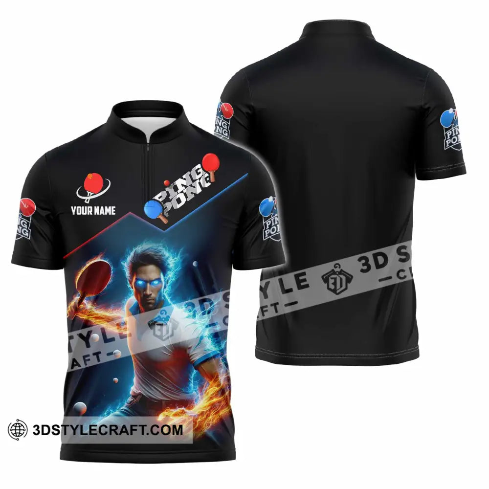 Men Shirt - Custom Ping Pong Lover Shirt Zipper Polo Shirt / S T-shirt