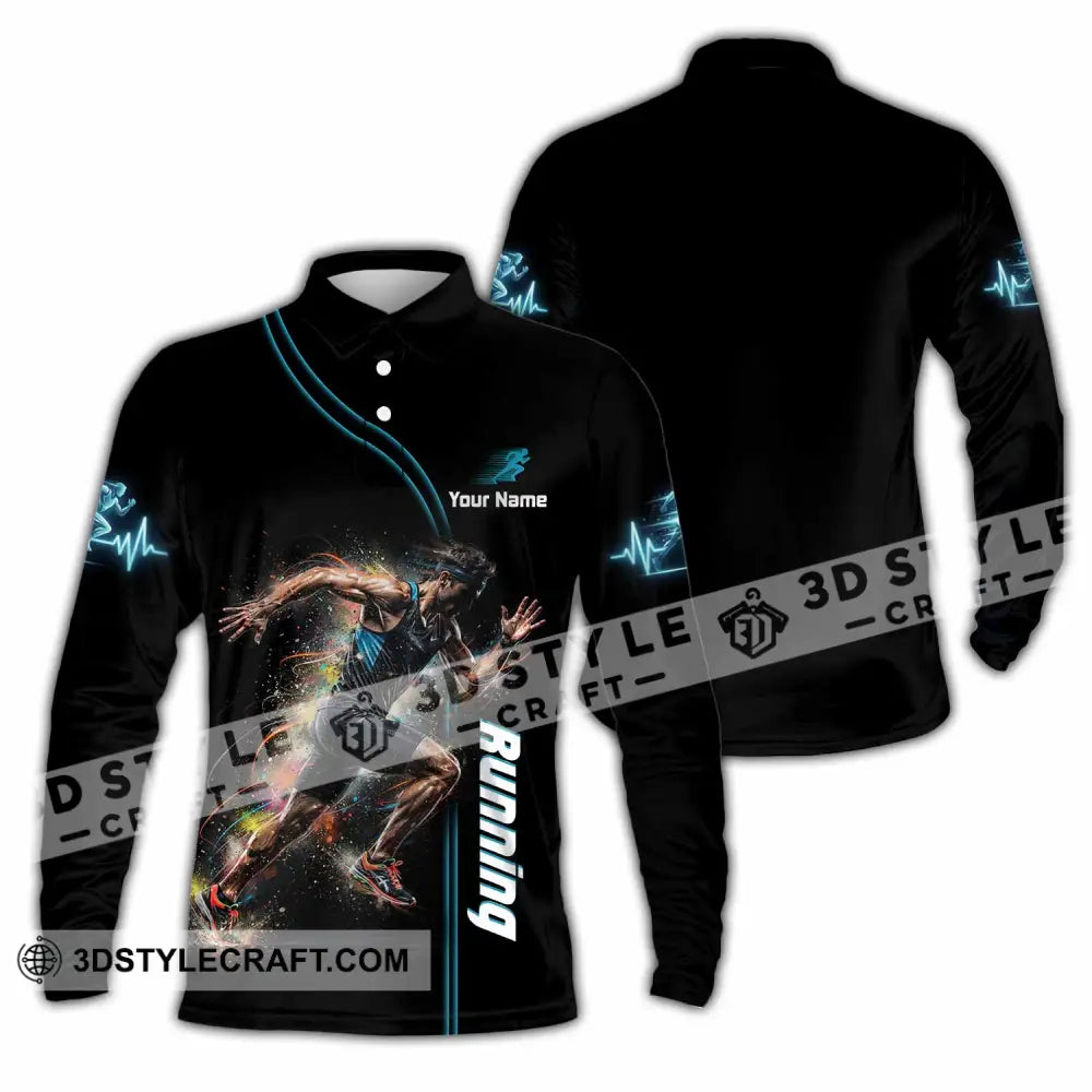 Men Shirt - Custom Running Shirt - Long Sleeve Polo / S - T-shirt