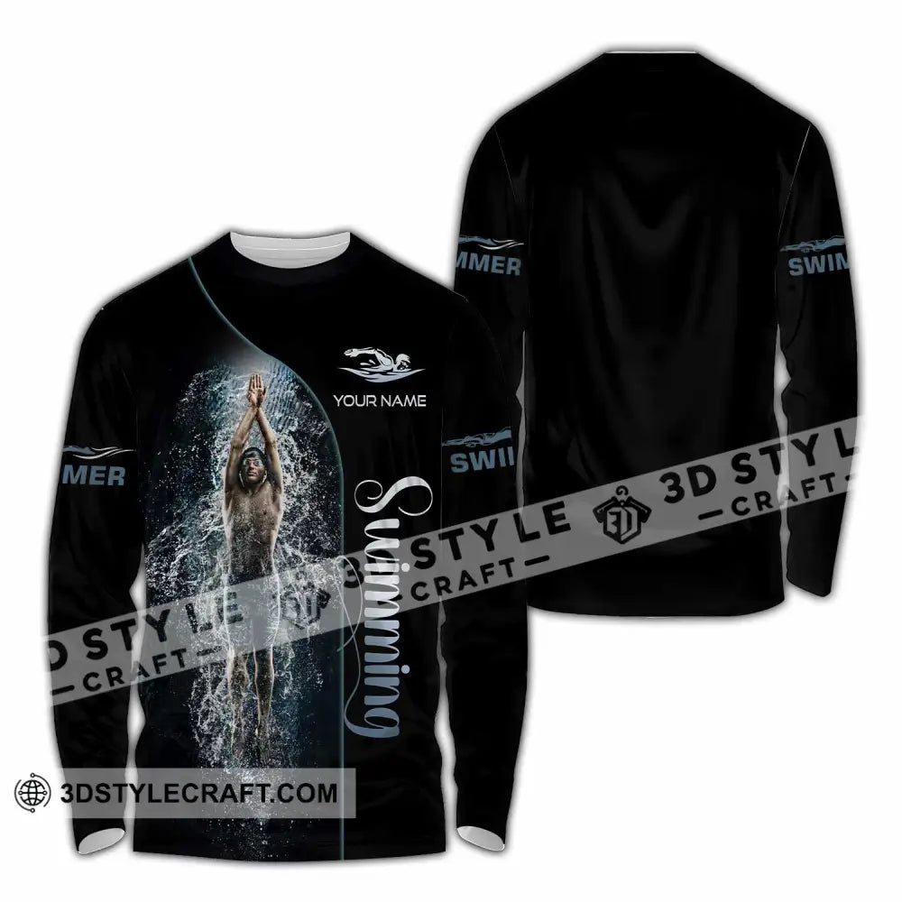 Men Shirt - Custom Swimming Swim Lover Shirt Long Sleeve Shirt / S T-shirt