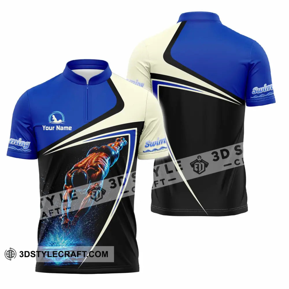 Men Shirt - Custom Swimming Shirt - Zipper Polo Shirt / S - T-shirt