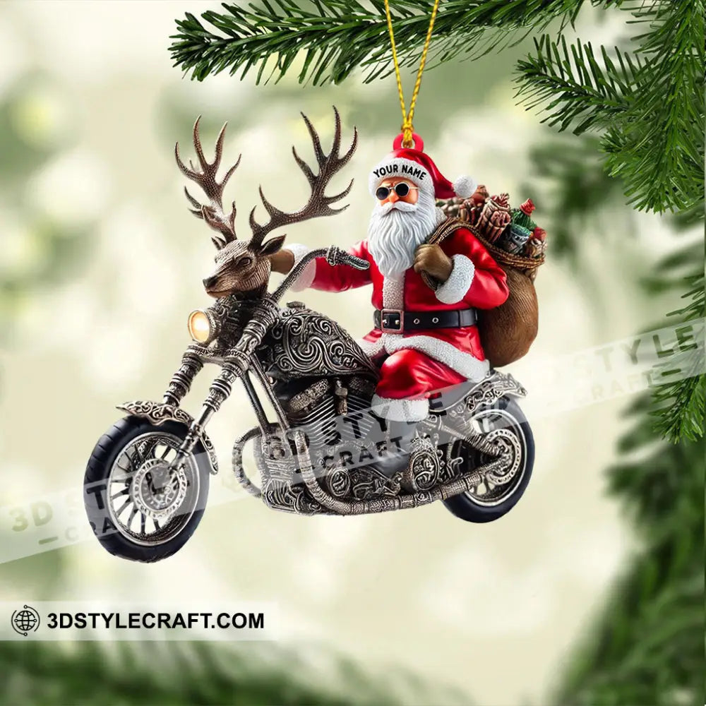Moto Santa Home Decor Christmas Ornament Personalized