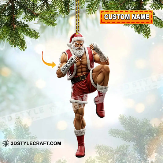 Muay Thai Santa Home Decor Christmas Ornament Personalized Ornament 3.54’’ / 1 Ornament Ornament