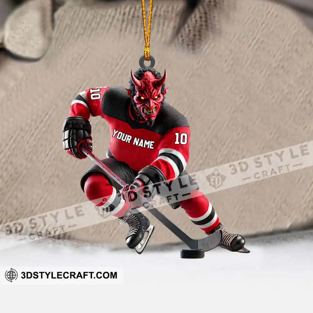 New Jersey Devils Hockey Christmas Ornament Personalized