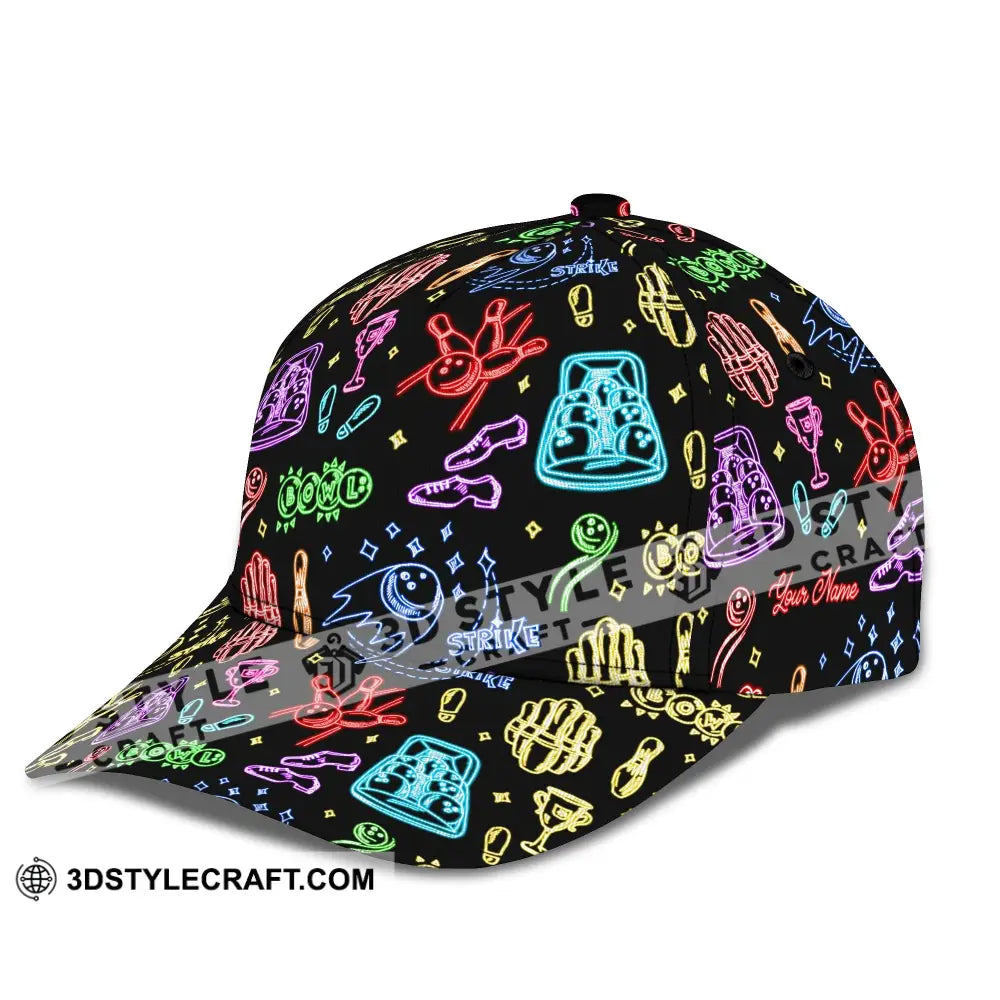 Personalized Cap Customized Bowling Strike Ne-on Classic Cap CLASSIC CAP / UNIVERSAL FIT Cap