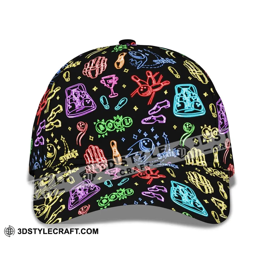 Personalized Cap Customized Bowling Strike Ne-on Classic Cap CLASSIC CAP / UNIVERSAL FIT Cap
