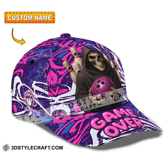 Personalized Cap, Customized Funny Bowling Game Purple Death Classic Cap style option 1