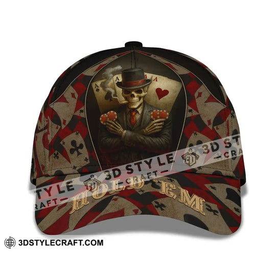 Personalized Cap, Customized Poker Lover Cap, Hold 'Em Skeleton Poker Cards Classic Cap style option 2