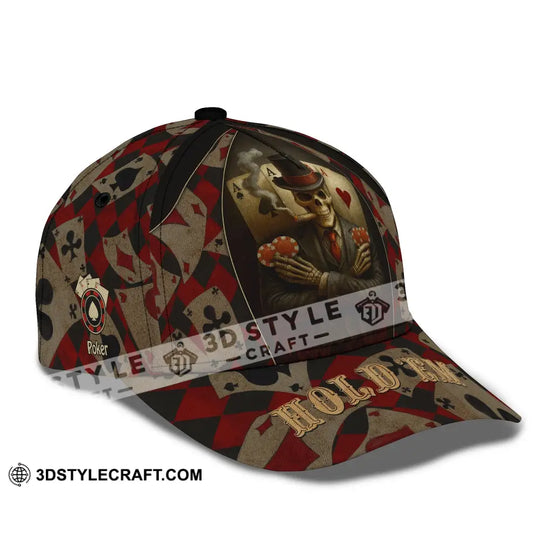 Personalized Cap, Customized Poker Lover Cap, Hold 'Em Skeleton Poker Cards Classic Cap style option 3