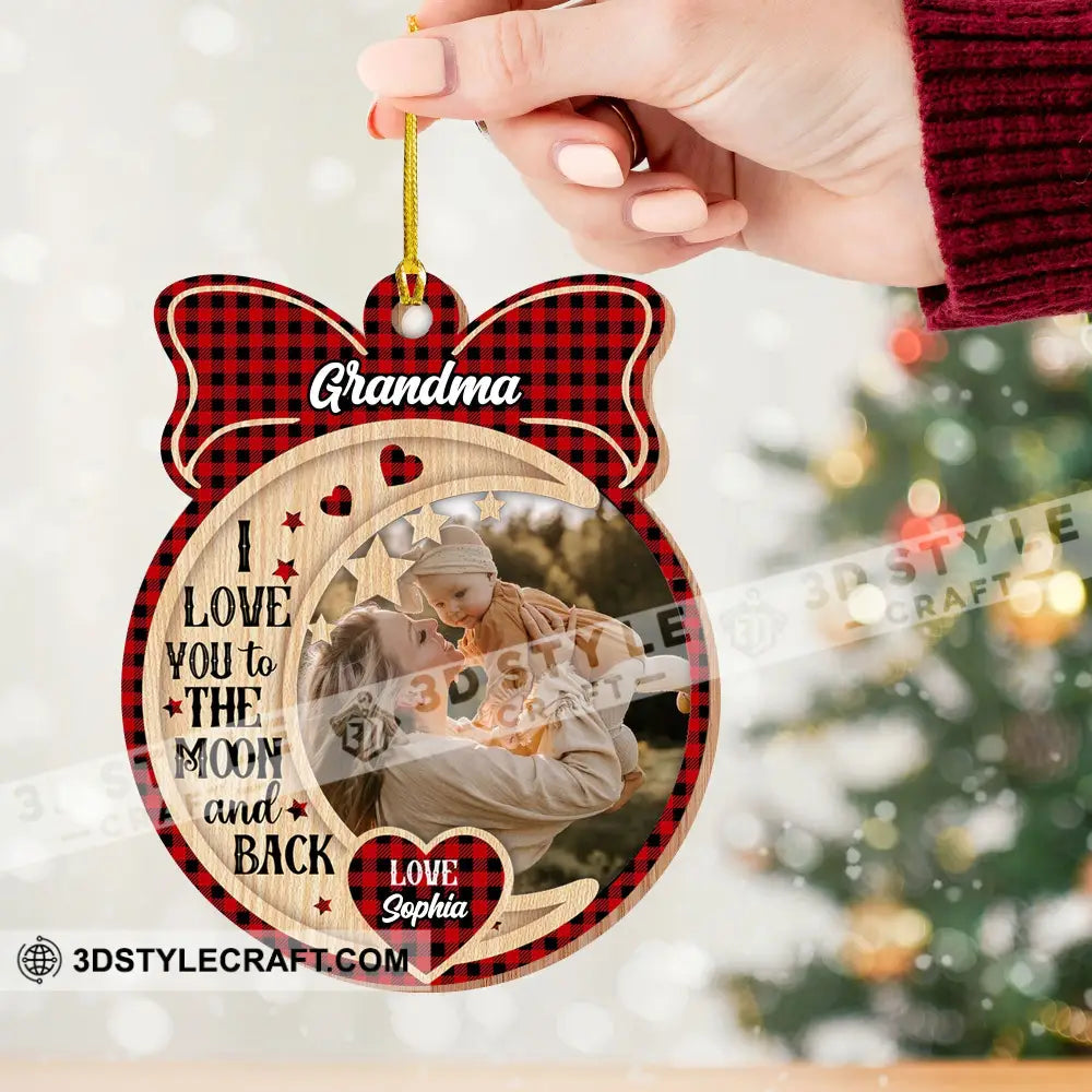Personalized Custom Wooden Ornament - I Love You To The Moon And Back Gift For Family