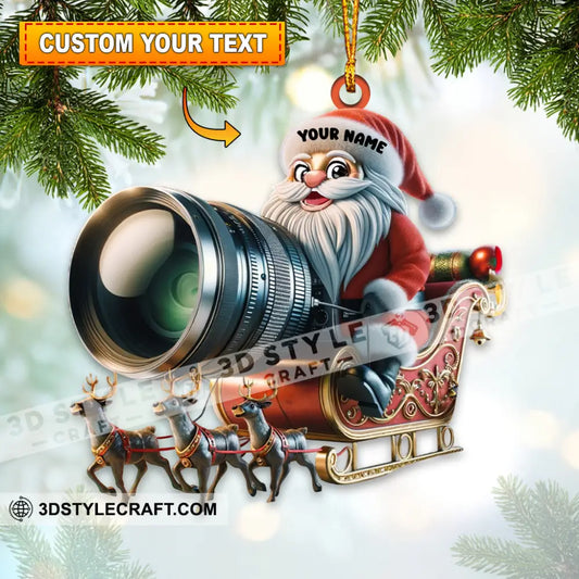 Photographer Santa Coming Christmas Home Decor Ornament Personalized 3.54’’ / 1