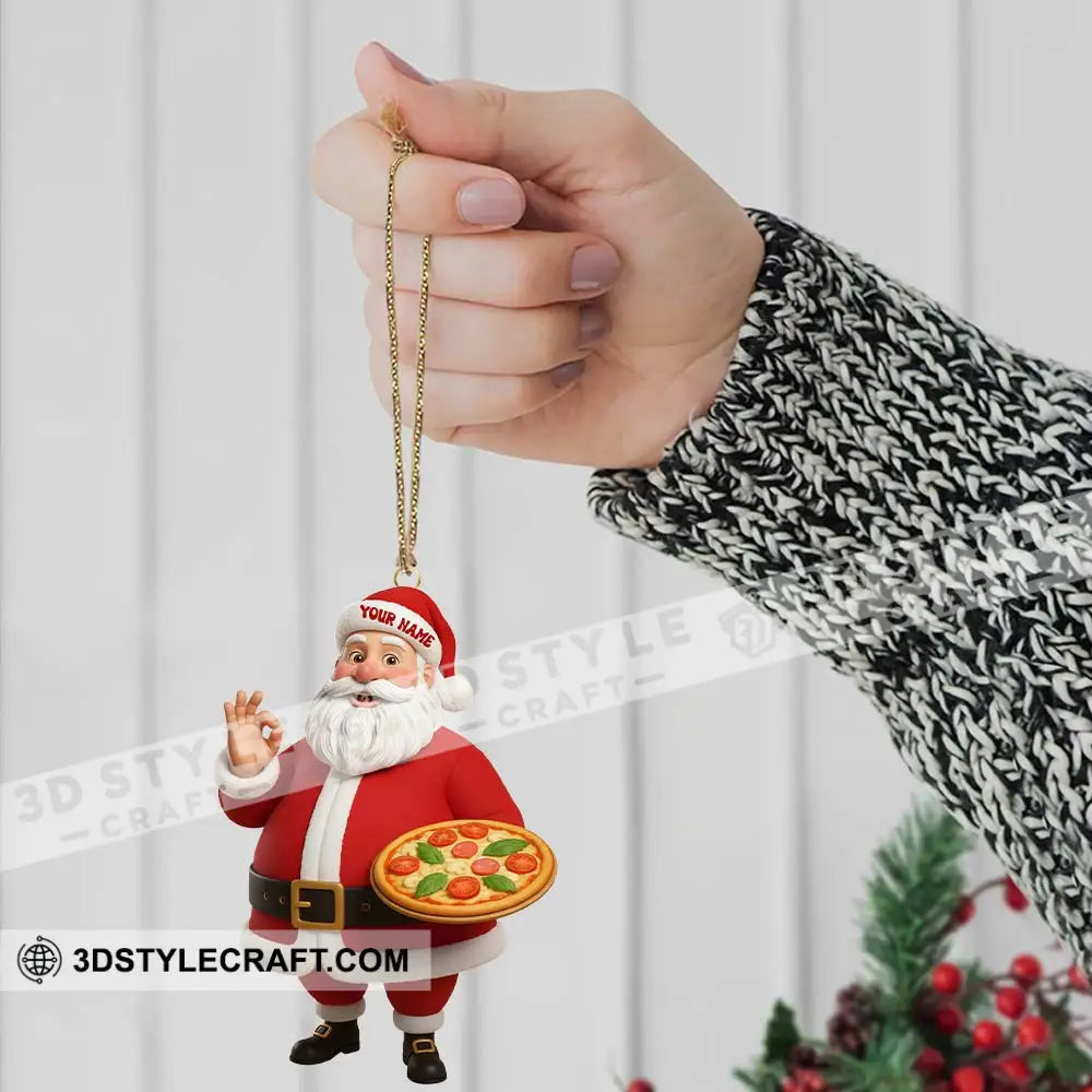 Pizza Chef Santa Home Decor Christmas Ornament Personalized Ornament 3.54’’ / 1 Ornament Ornament