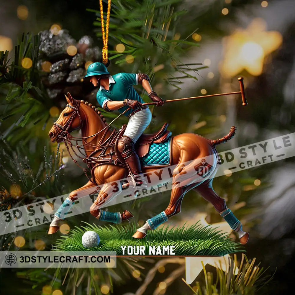 Polo Player Decor Christmas Ornament Personalized
